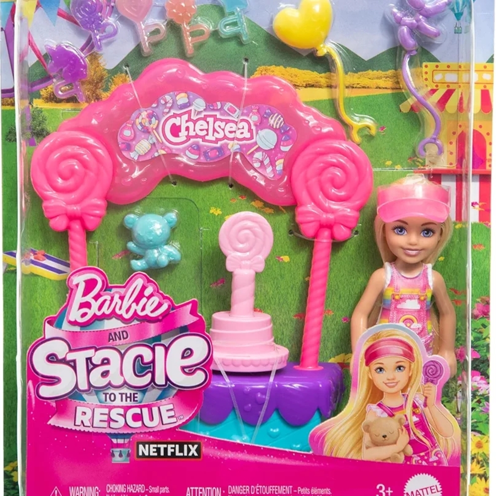 Mattel Barbie & Stacie To The Rescue Doll, Yummy Lollipops Stand Playset Toy